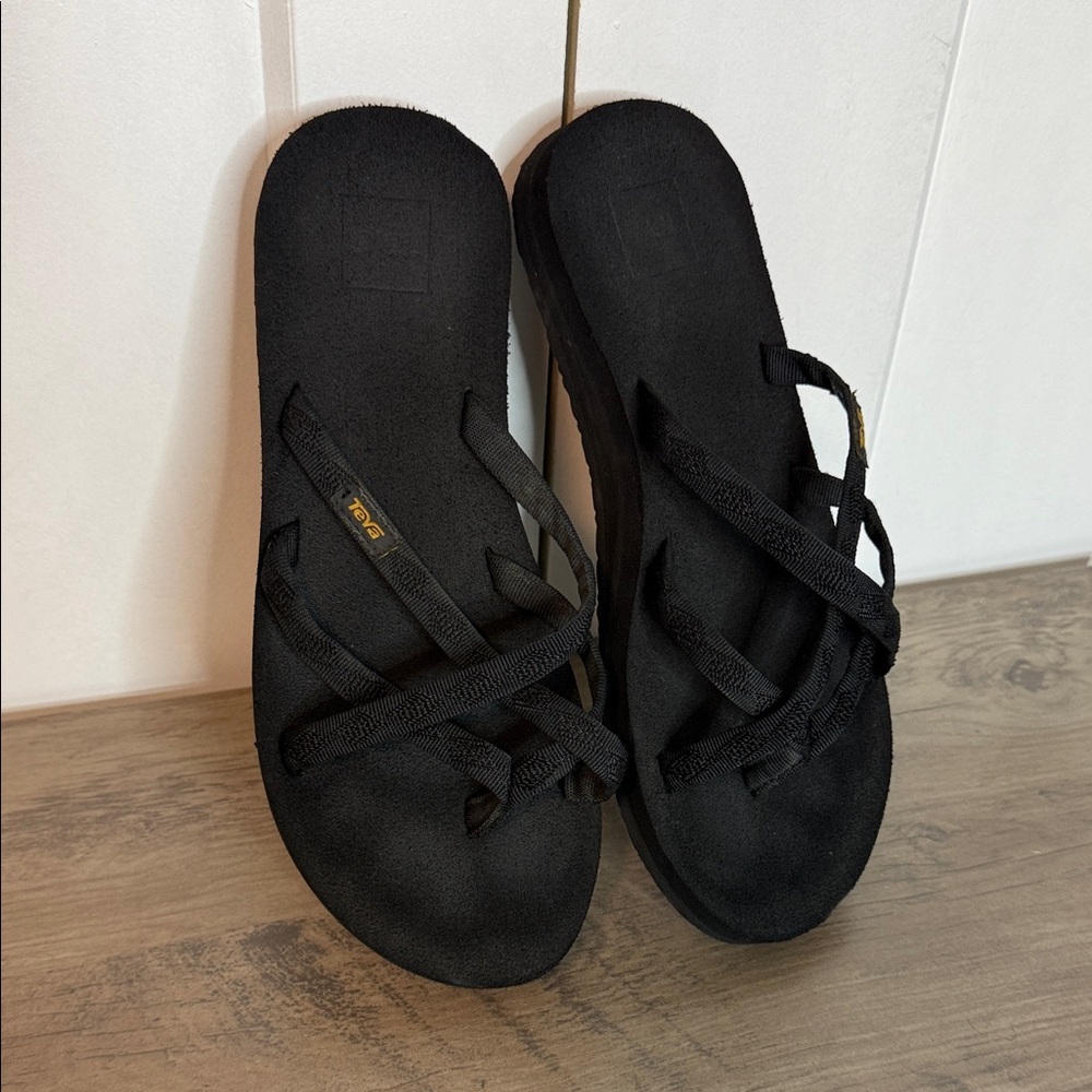 Teva Black Strappy Slide Sandals